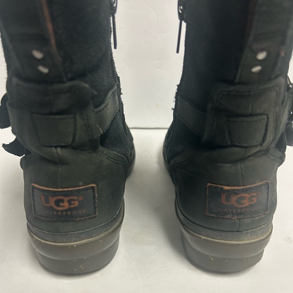 Ugg Boots Simmons Waterproof Rain Outdoor Black Leather Women 6-6.5 Comfort - Picture 8 of 15